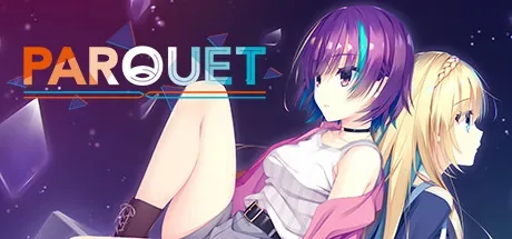 PARQUET：PARQUET标题与两名衣物遮盖私密部位的人物，非操作UI