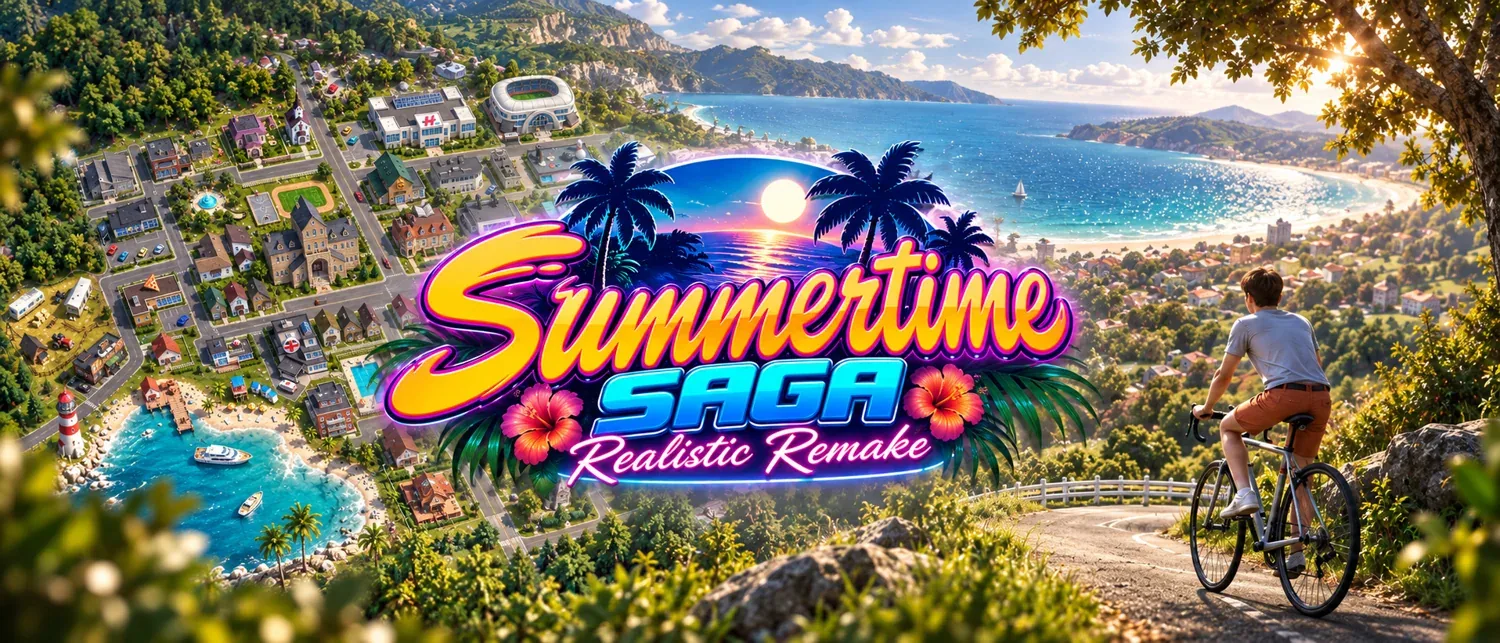 夏日传说-写实重制版：Summertime Saga Realistic Remake题名与小镇美术，不是操作地图